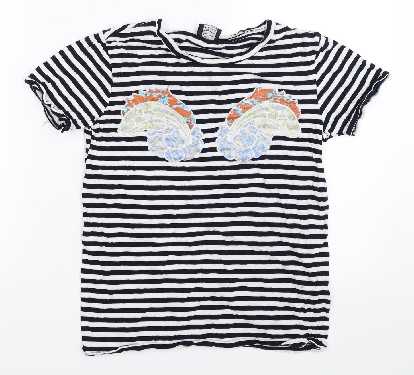 Zara Womens Blue Striped  Basic T-Shirt Size S