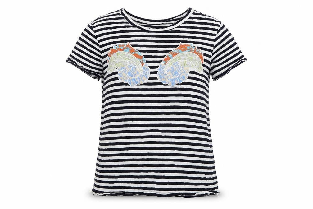 Zara Womens Blue Striped  Basic T-Shirt Size S