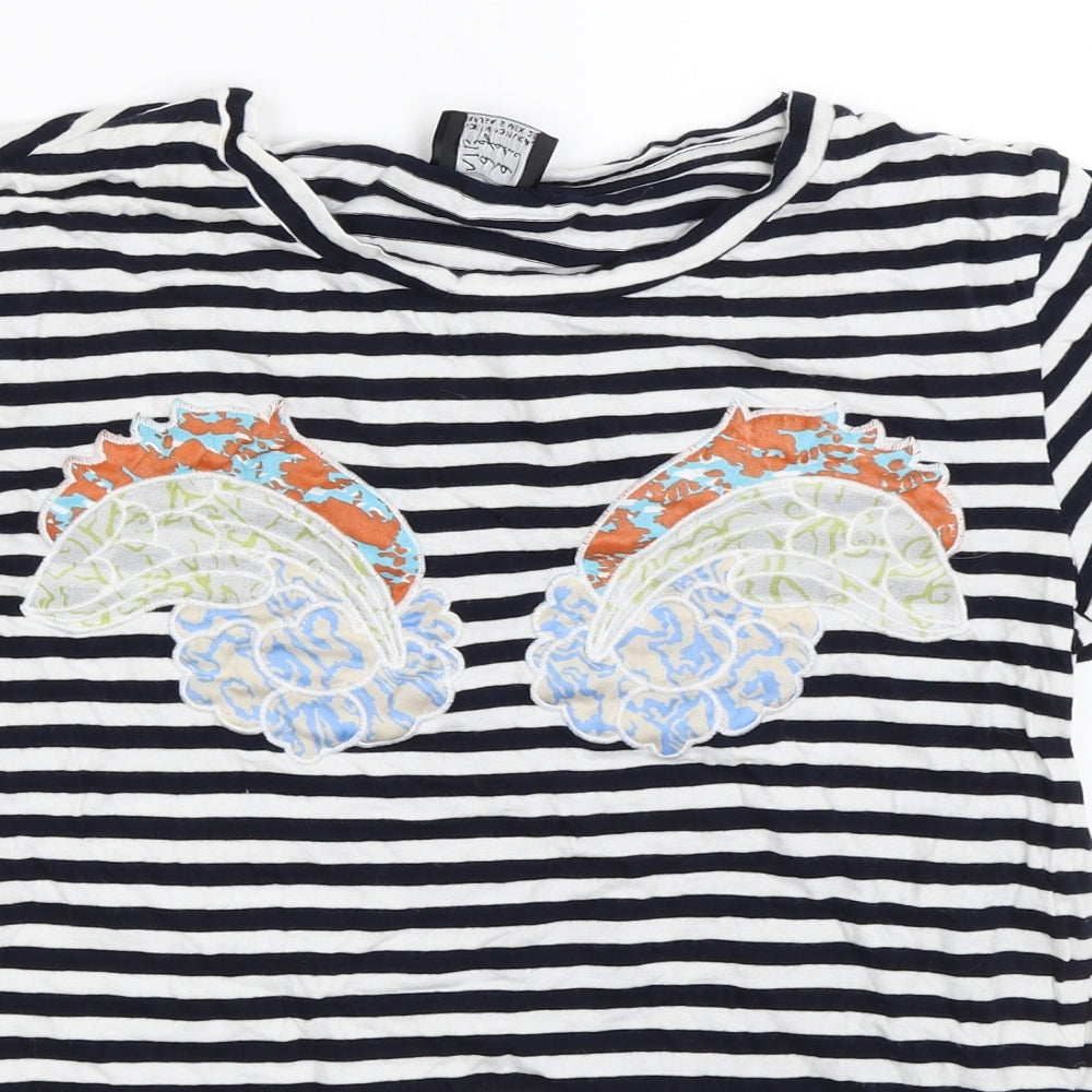 Zara Womens Blue Striped  Basic T-Shirt Size S