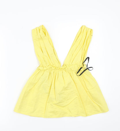 Back view of Missguided women’s yellow basic blouse, size UK 6