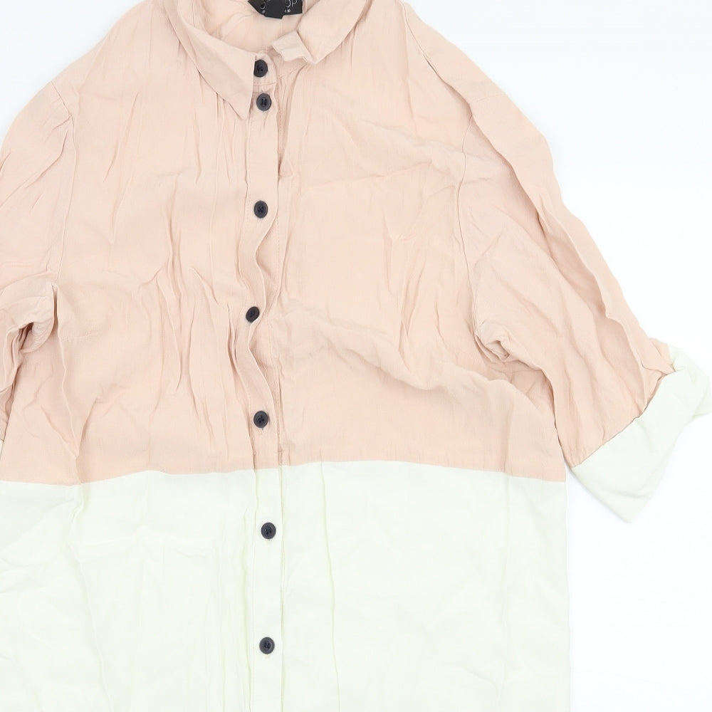 Topshop Womens Multicoloured Striped  Basic Button-Up Size 10