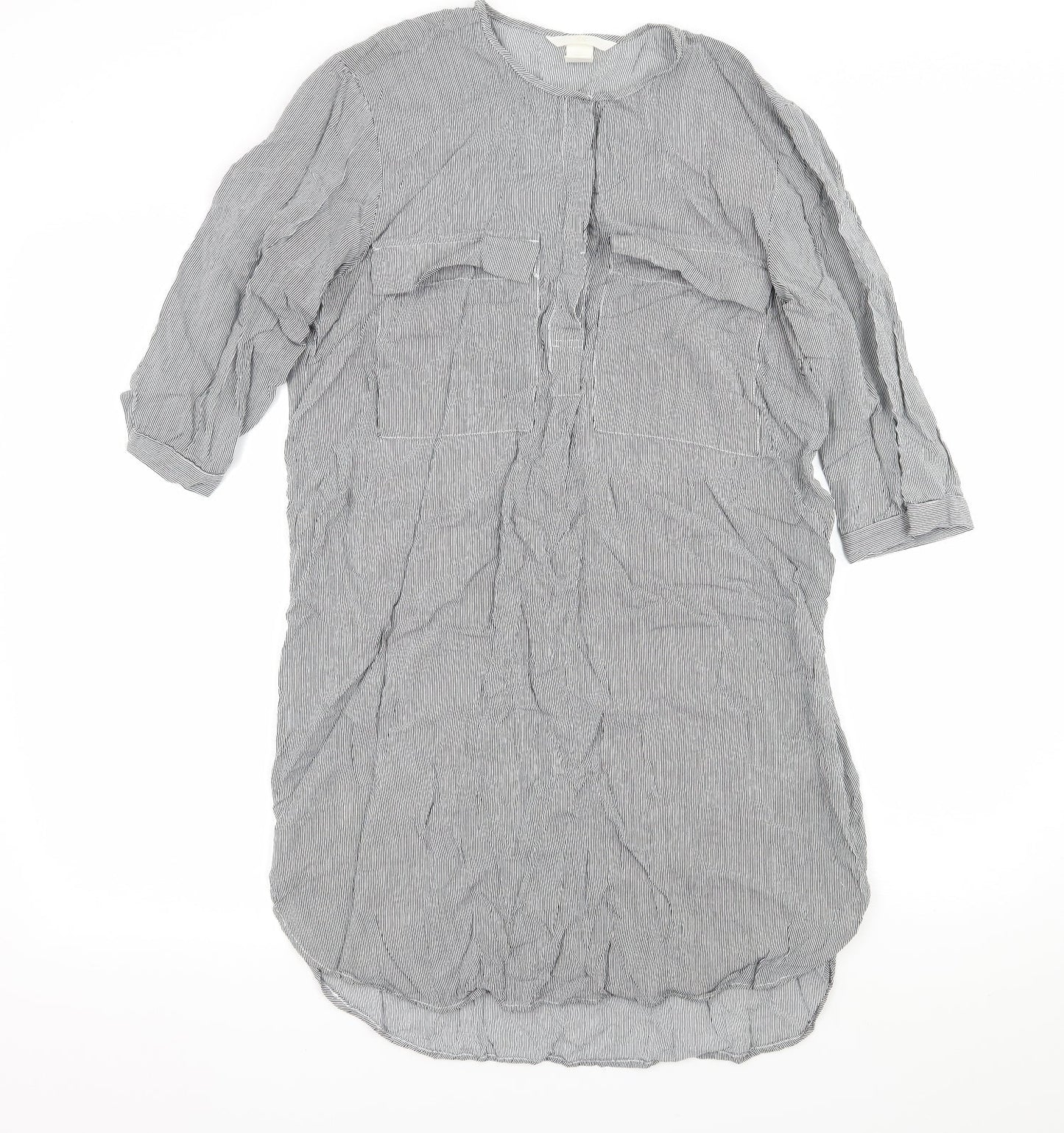 H&M Womens Black Striped  Shirt Dress  Size 8