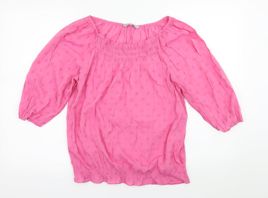 Preloved FF Womens Pink Polka Dot  Basic Blouse Size 14 - Front