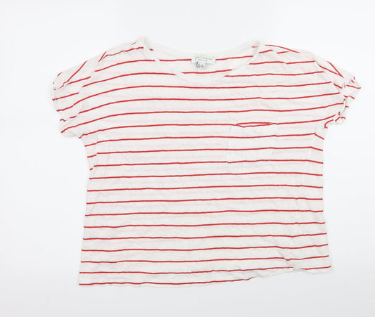 New Look Womens White Striped Jersey Basic T-Shirt Size 8