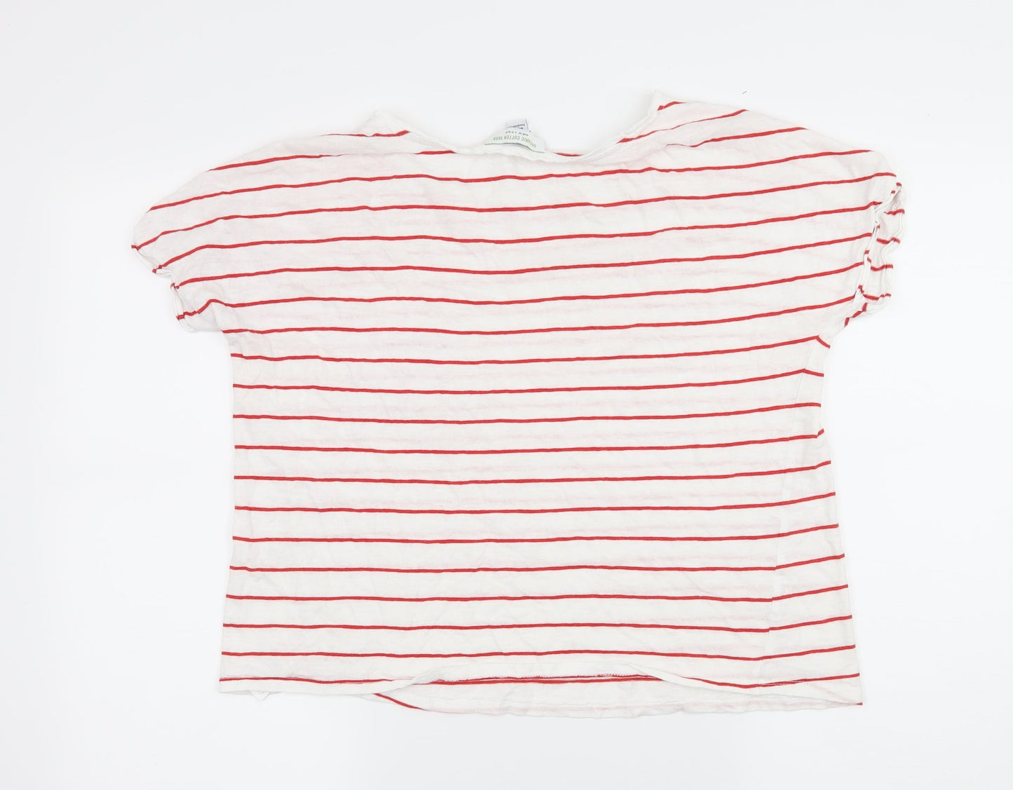 New Look Womens White Striped Jersey Basic T-Shirt Size 8