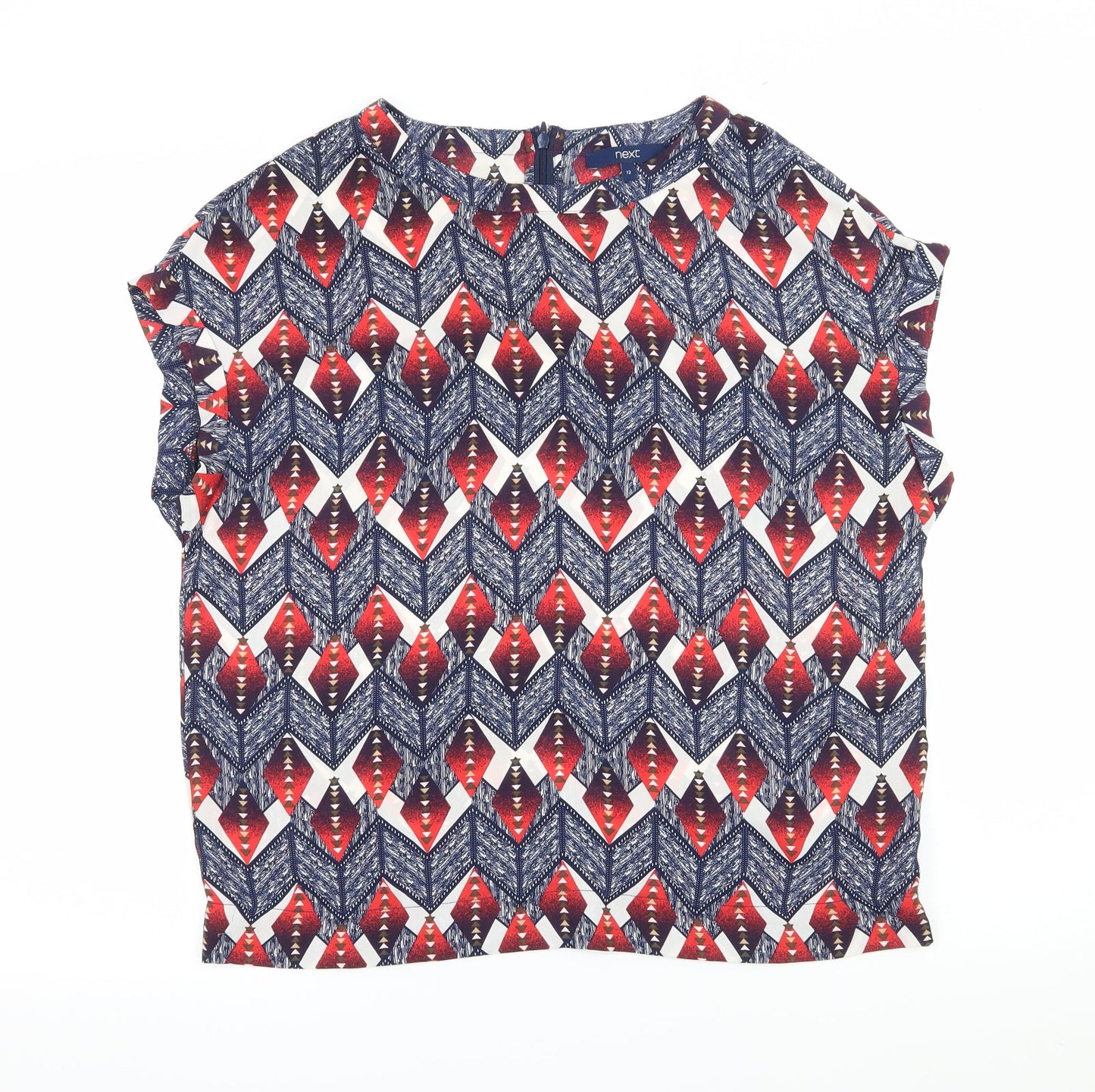 NEXT Womens Blue Geometric  Basic Blouse Size 12