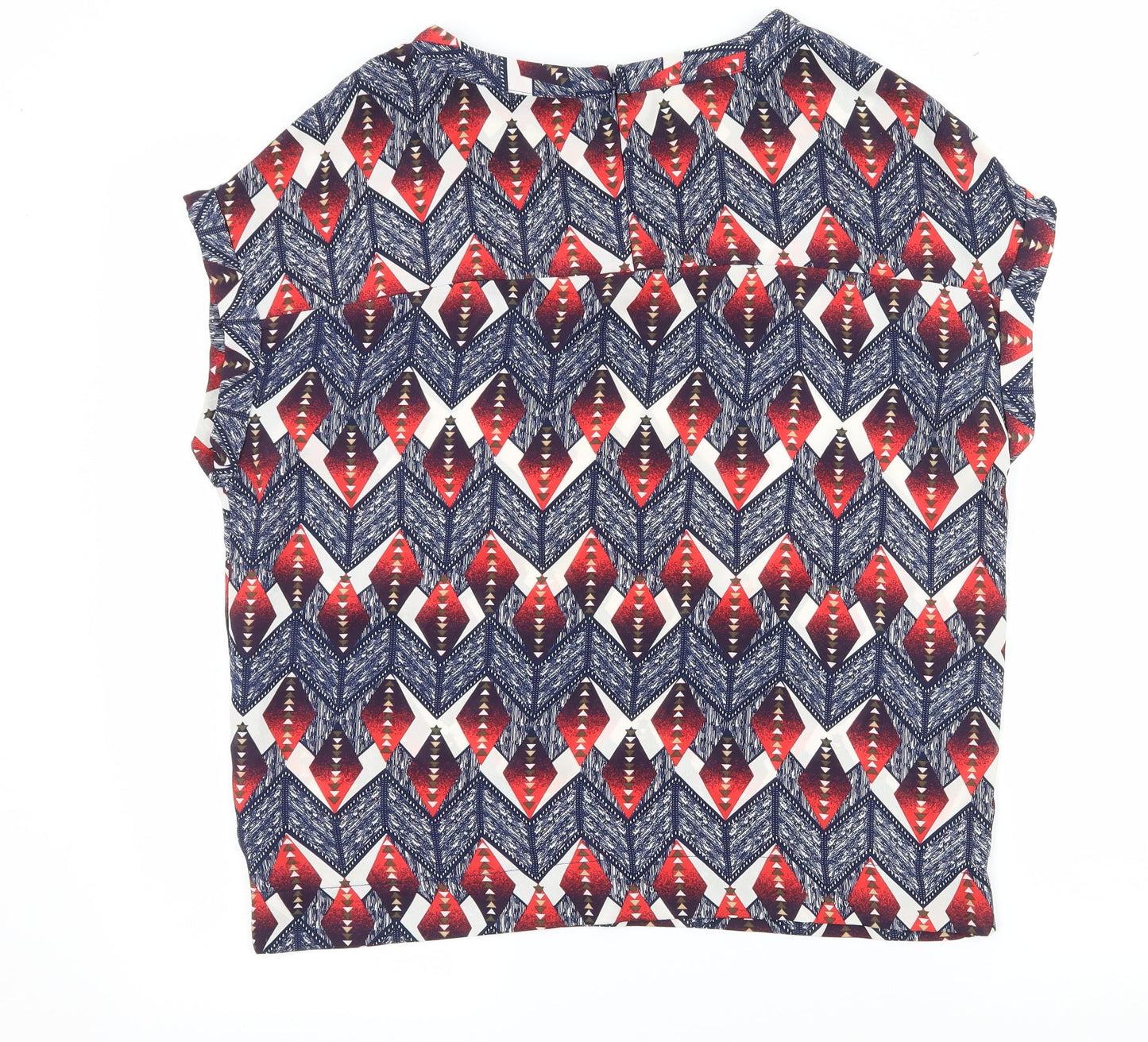 NEXT Womens Blue Geometric  Basic Blouse Size 12