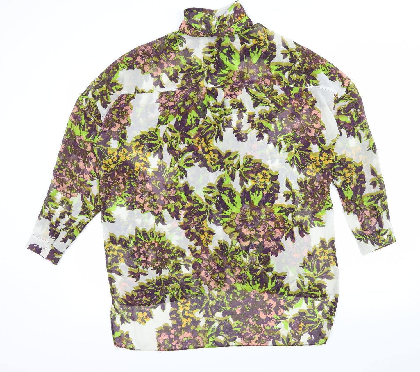 Topshop Womens White Floral  Basic Blouse Size 6