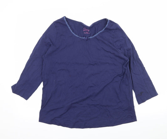 Pretty Secrets Womens Blue Solid Jersey Top Pyjama Top Size 12
