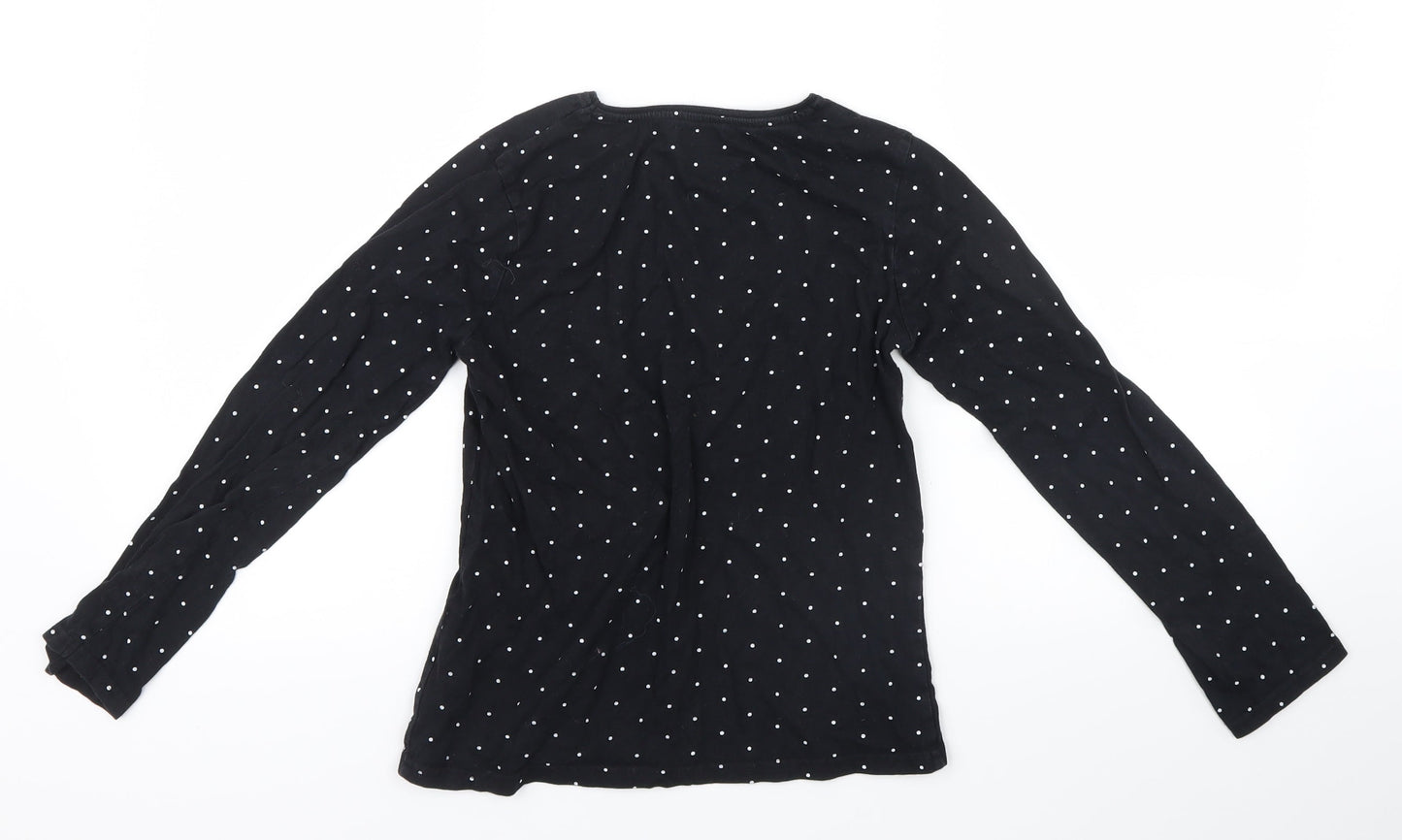 Primark Girls Black Spotted  Basic T-Shirt Size 9-10 Years  - french