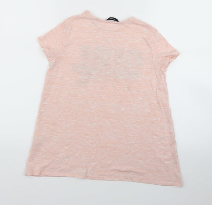 Back view of George girls’ pink fair isle basic t-shirt, size 9-10, years