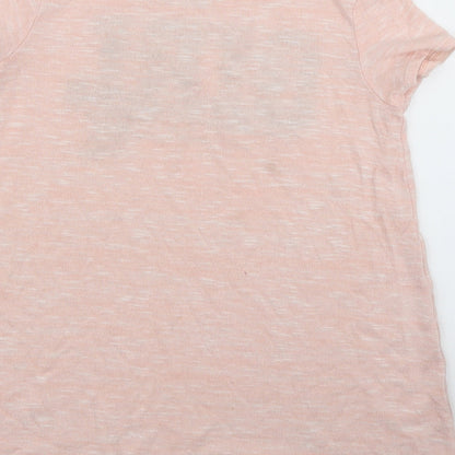 Brand and care label for George girls’ pink fair isle basic t-shirt, size 9-10, years