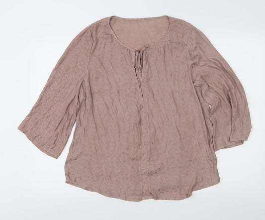Saint Tropez Clothing Womens Brown Animal Print  Basic Blouse Size M