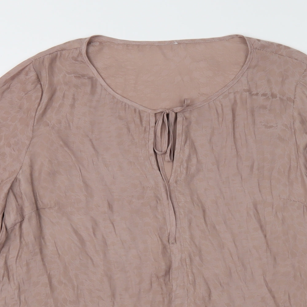 Saint Tropez Clothing Womens Brown Animal Print  Basic Blouse Size M