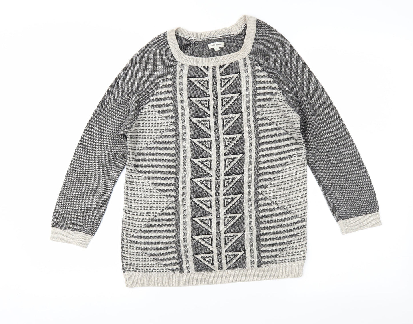 River Island Womens Brown Geometric  Pullover Jumper Size 8