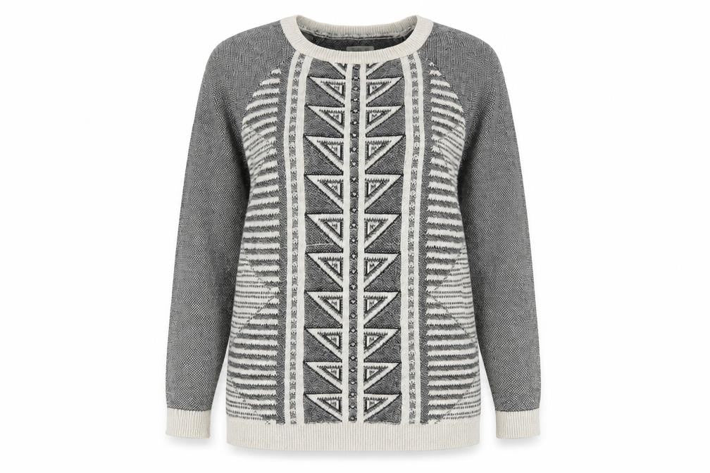 River Island Womens Brown Geometric  Pullover Jumper Size 8