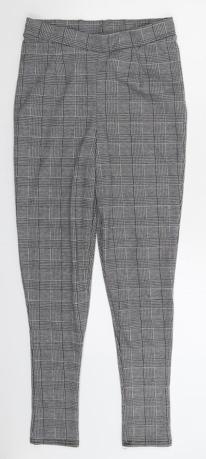 Preloved Boohoo Womens Grey Check  Trousers  Size 10 L28 in - Front