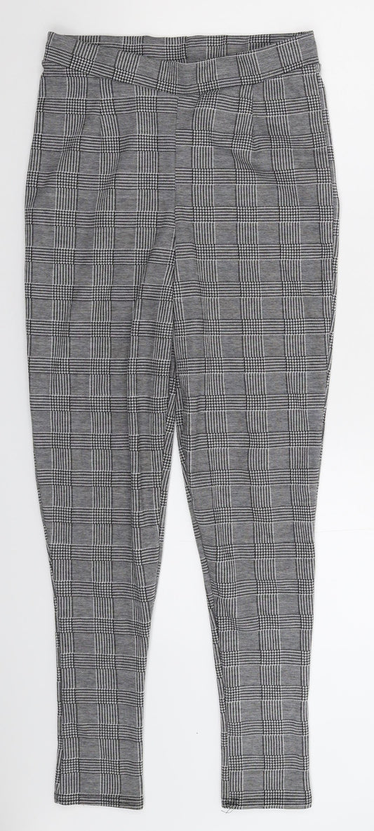 Boohoo Womens Grey Check  Trousers  Size 10 L28 in