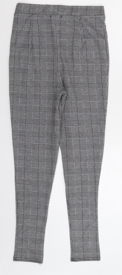 Preloved Boohoo Womens Grey Check  Trousers  Size 10 L28 in - Back
