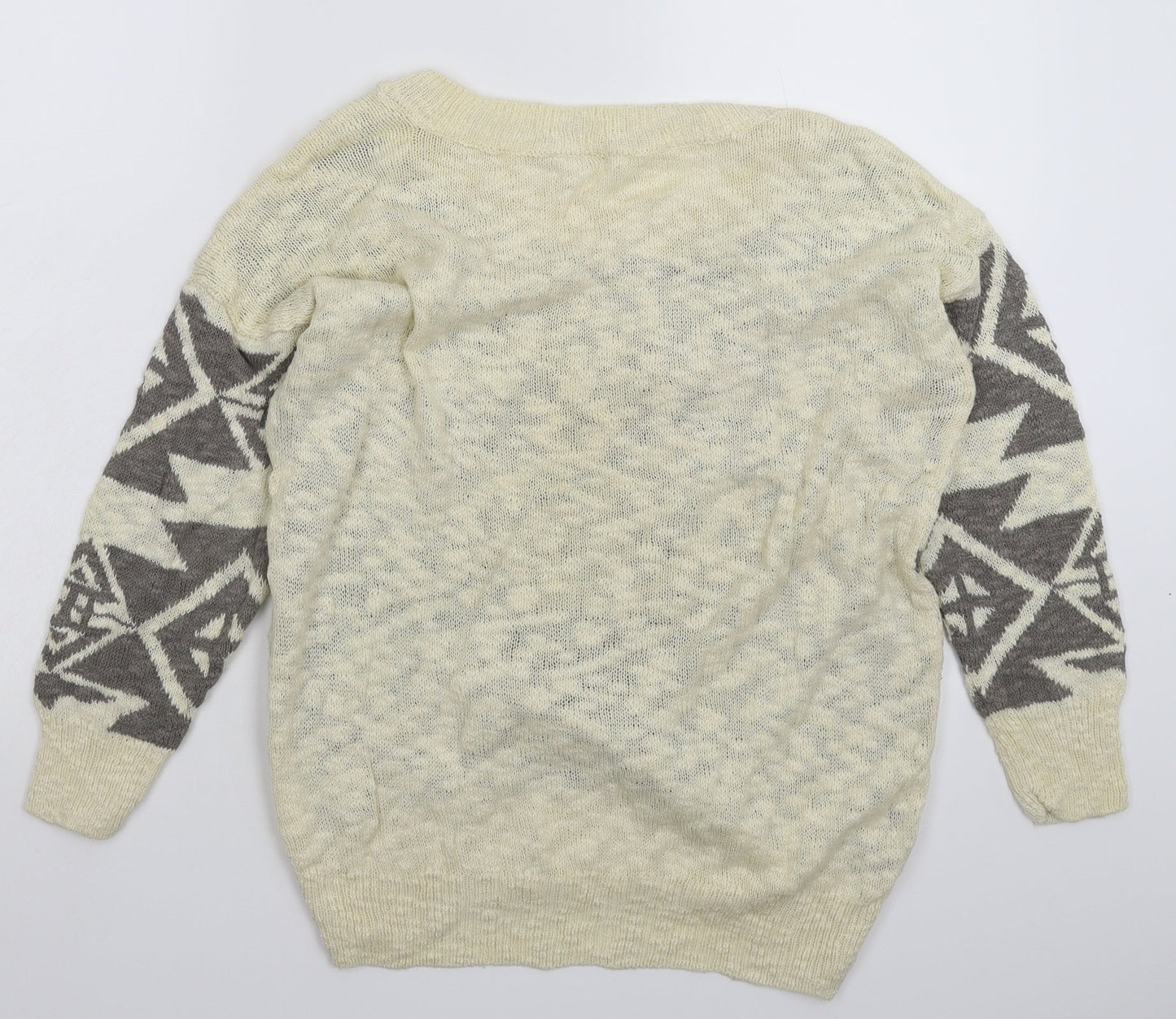 George Womens White Geometric Knit Pullover Jumper Size 12