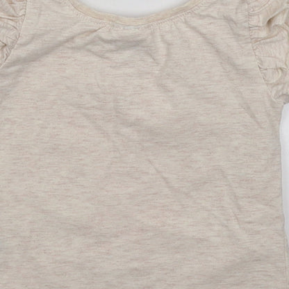 Brand and care label for Next girls’ grey basic t-shirt, size 3-6, months