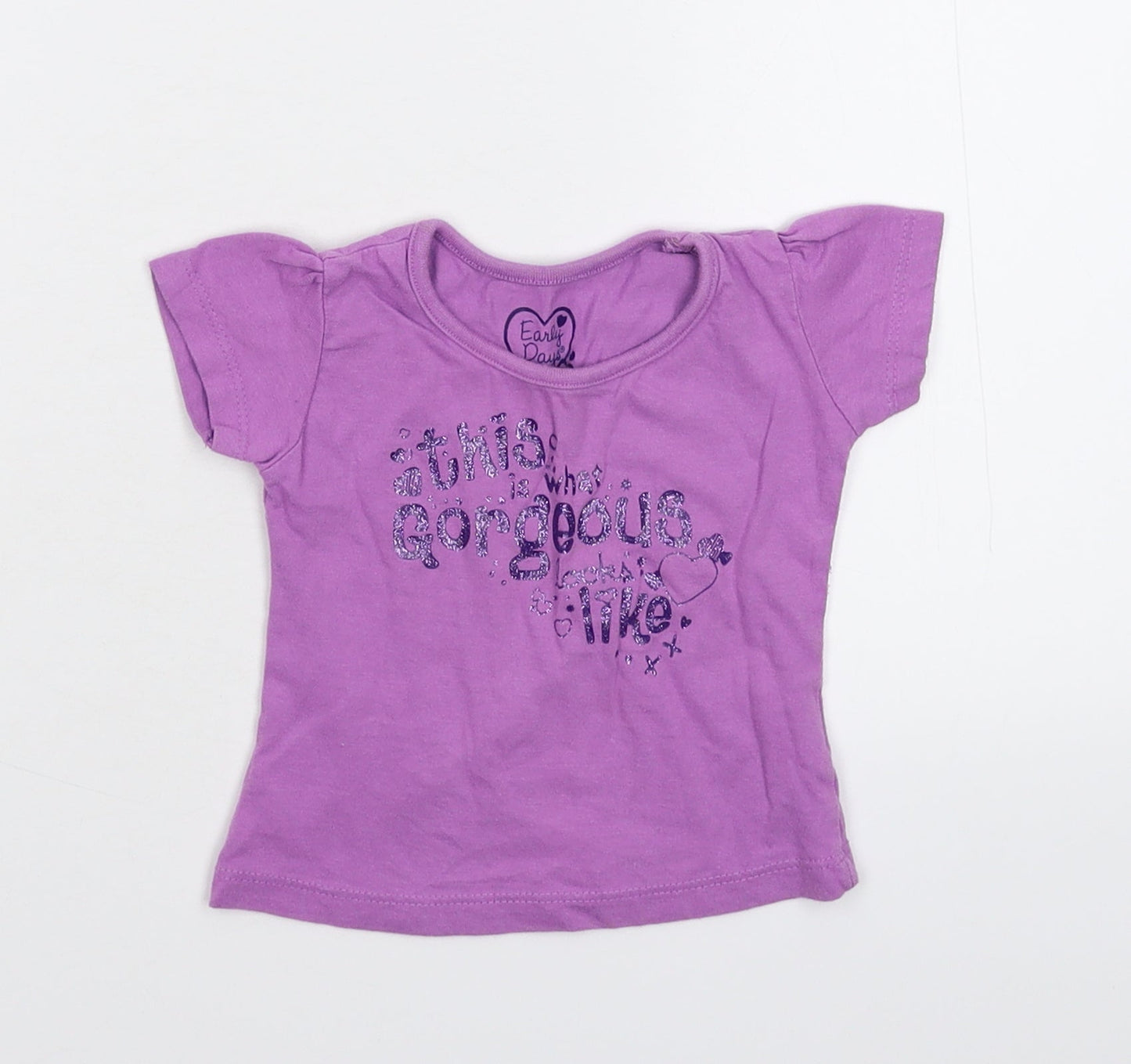 Earlydays Baby Purple   Basic T-Shirt Size 9-12 Months