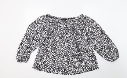 Preloved Simply Be Womens Black Animal Print  Basic Blouse Size 12 - Front