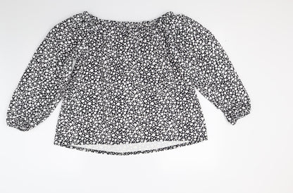 Preloved Simply Be Womens Black Animal Print  Basic Blouse Size 12 - Back