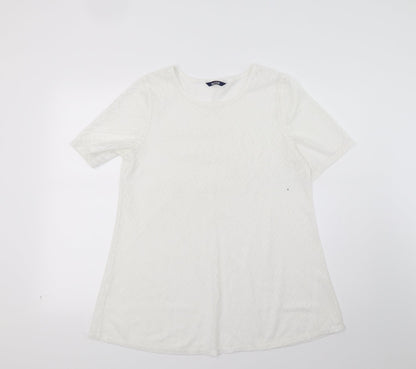 Preloved Ruifine Womens White   Tunic T-Shirt Size M - Front