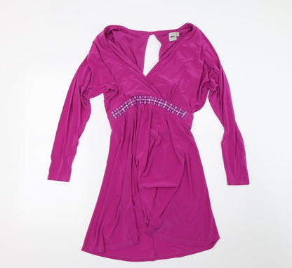 Front view of ASOS women’s purple a-line, size UK 8