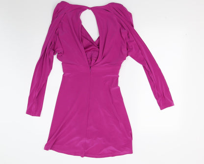 Back view of ASOS women’s purple a-line, size UK 8
