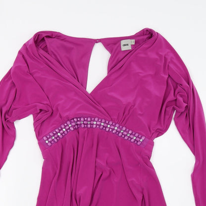 Close-up detail of ASOS women’s purple a-line, size UK 8
