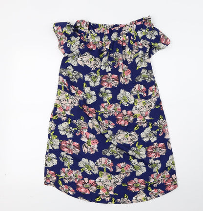 Preloved Primark Womens Blue Floral  A-Line  Size 6 - Front