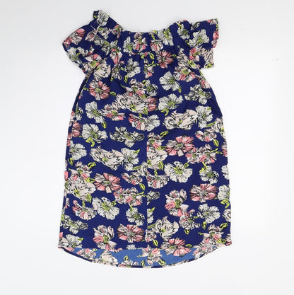 Preloved Primark Womens Blue Floral  A-Line  Size 6 - Back