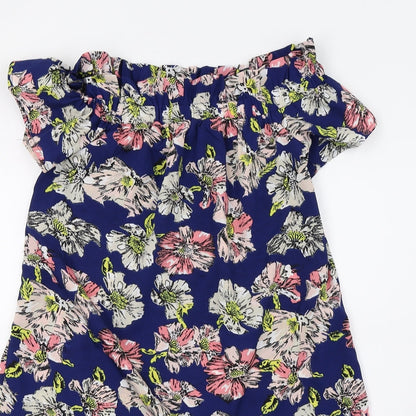 Preloved Primark Womens Blue Floral  A-Line  Size 6 - Detail