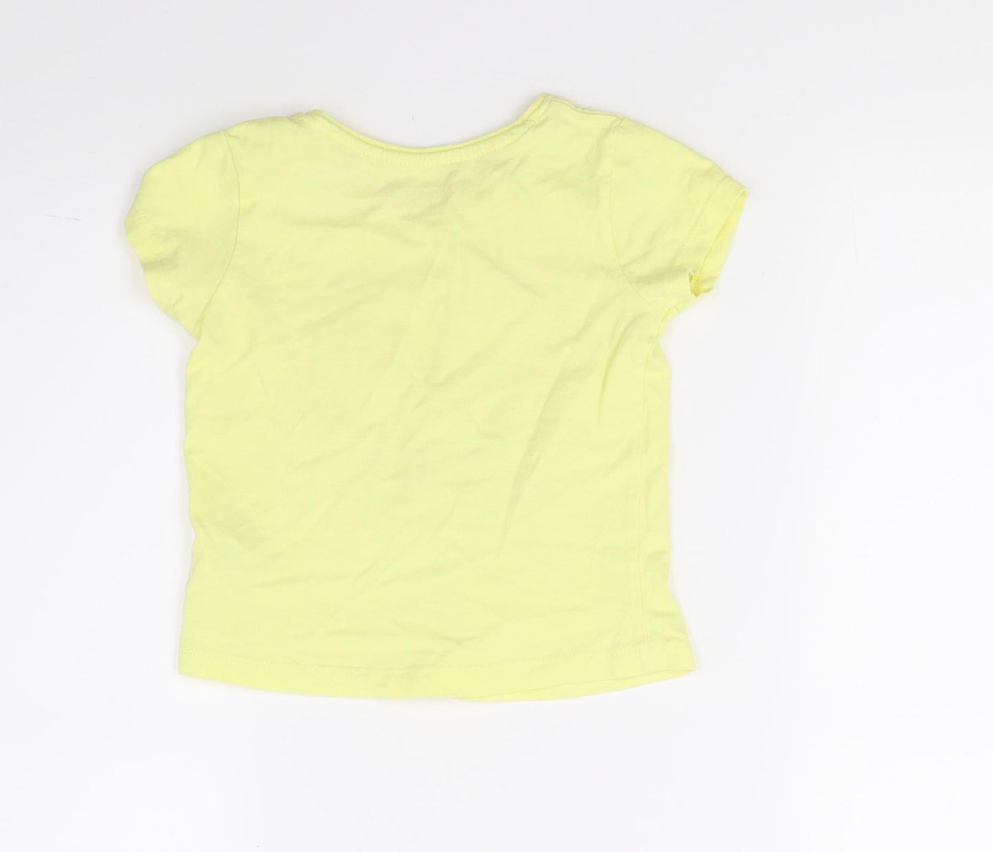 Primark Girls Yellow   Basic T-Shirt Size 2-3 Years  - Rainbows