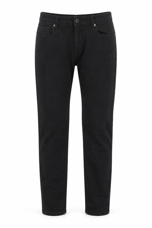 Front view of denim co women’s black skinny jeans, size UK 32, in, 28-inch leg