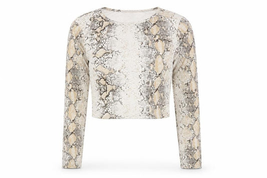 PRETTYLITTLETHING Womens White Animal Print  Cropped T-Shirt Size 10