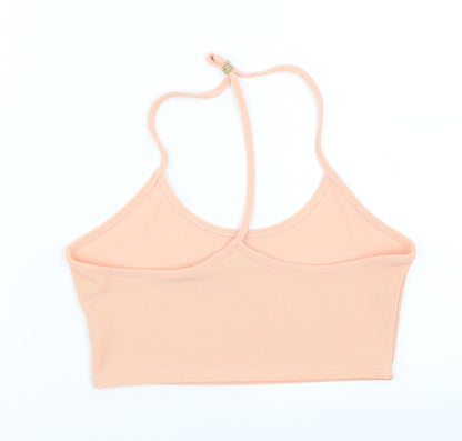 Back view of Missguided women’s orange cropped blouse, size UK 10