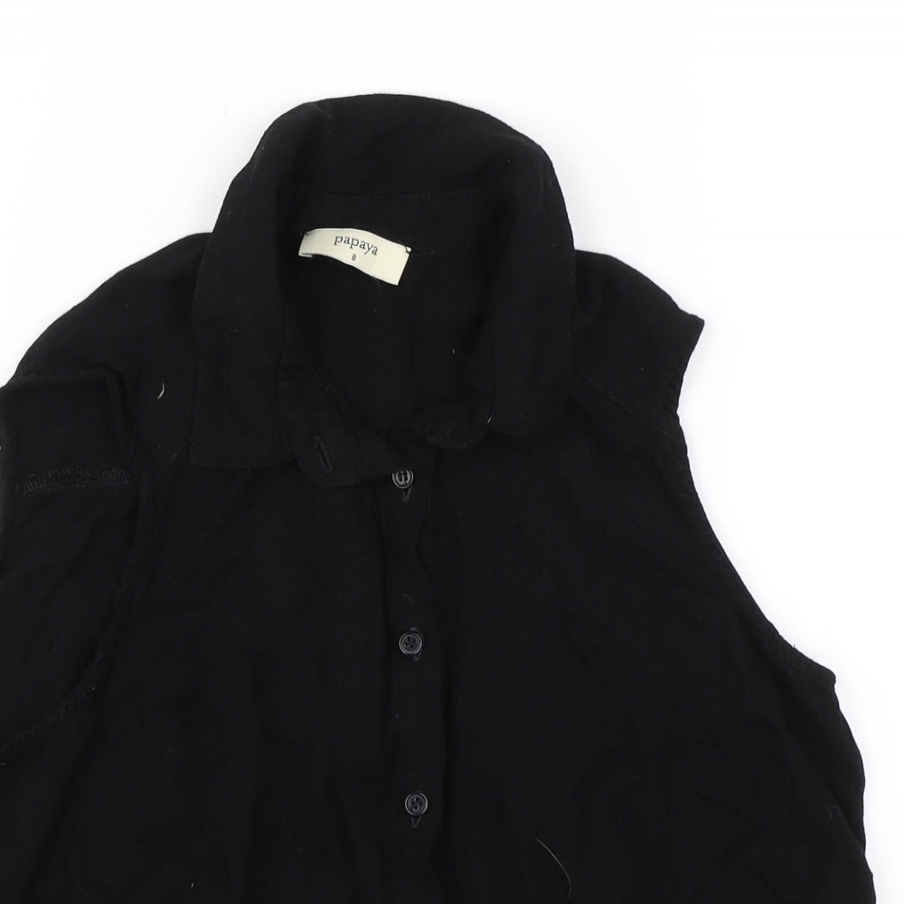 Papaya Womens Black   Basic Button-Up Size 8