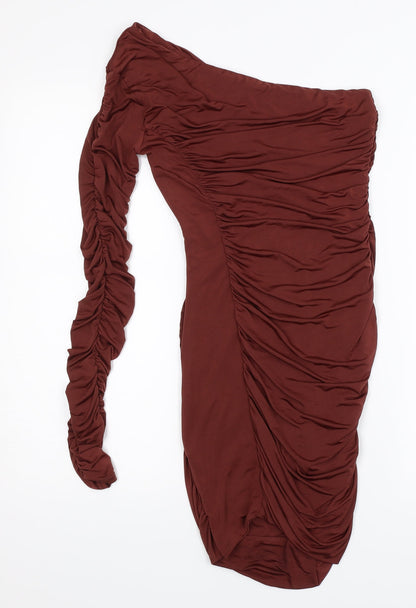 Front view of Missguided women’s brown bodycon, size UK 8