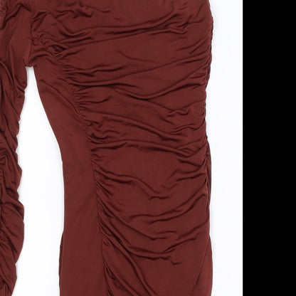 Close-up detail of Missguided women’s brown bodycon, size UK 8