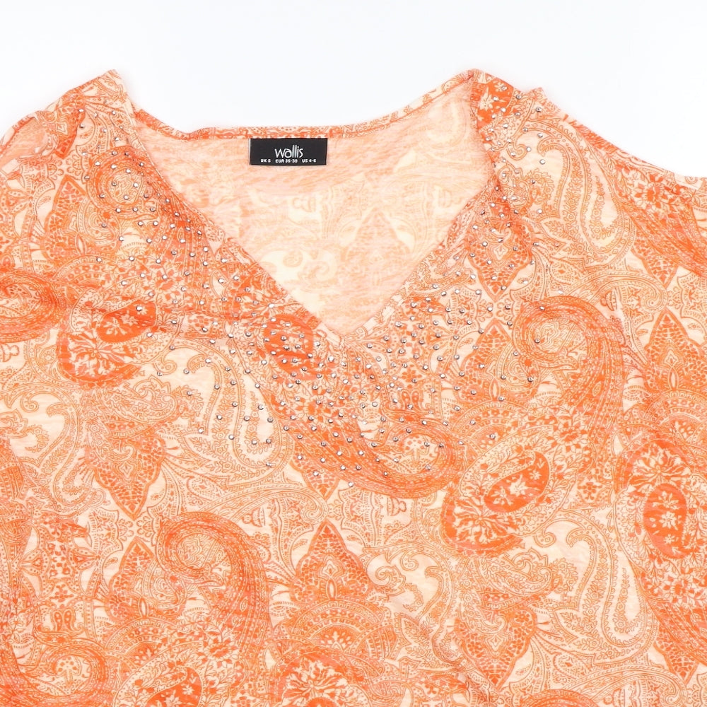 Wallis Womens Orange Paisley  Basic Blouse Size S