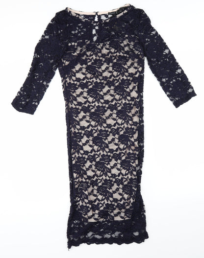 Front view of Atmosphere women’s blue floral shift, size UK 8