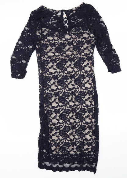 Back view of Atmosphere women’s blue floral shift, size UK 8