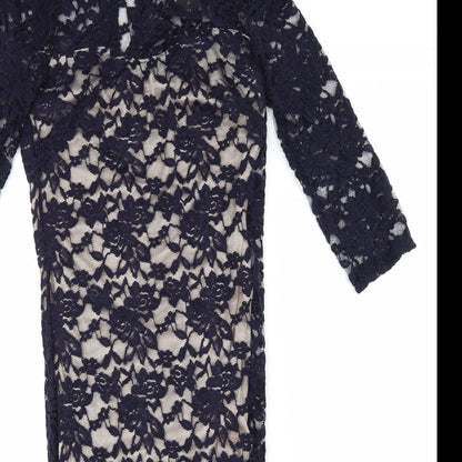 Close-up detail of Atmosphere women’s blue floral shift, size UK 8