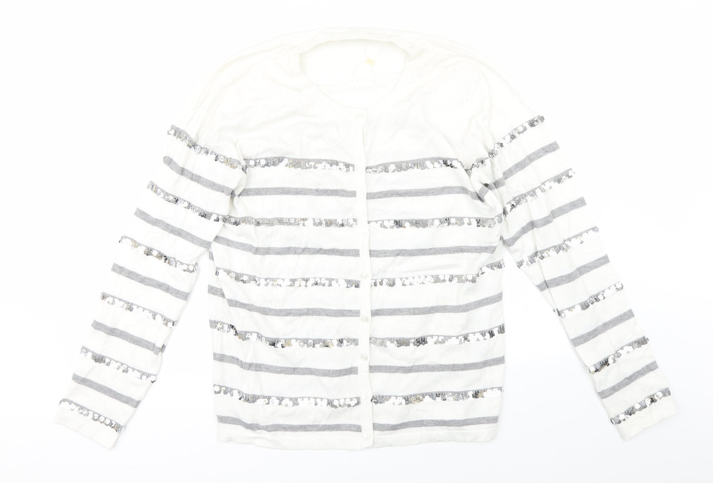 Micha Womens White Striped  Pullover Jumper Size 18