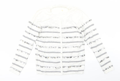 Preloved Micha Womens White Striped  Pullover Jumper Size 18 - Front