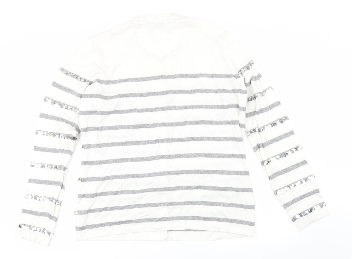 Micha Womens White Striped  Pullover Jumper Size 18
