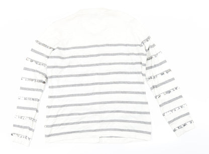 Preloved Micha Womens White Striped  Pullover Jumper Size 18 - Back